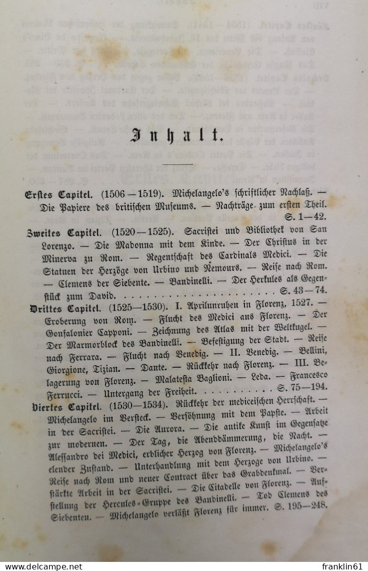 Leben Michelangelo's. Erster Theil: Bis zum Tode Rafaels und Zweiter Theil.