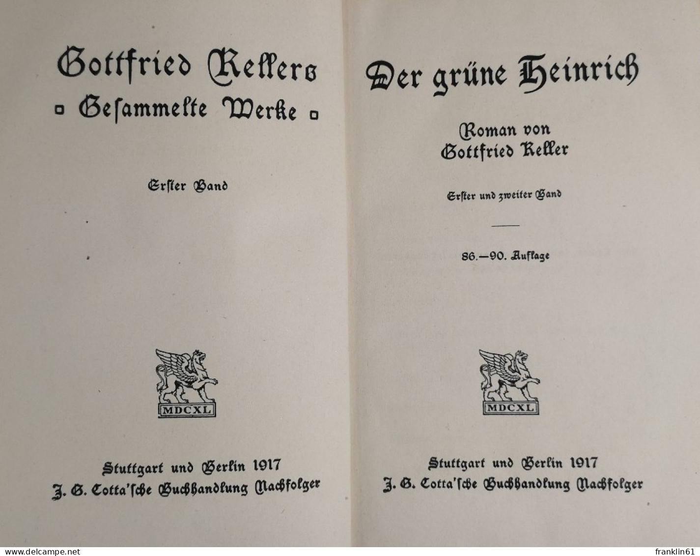 Der Grüne Heinrich. Erster Und Zweiter Band. - Poems & Essays
