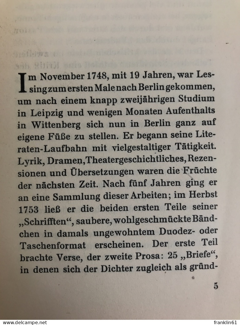 Lessing Und Die Possen 1754. - Poesia