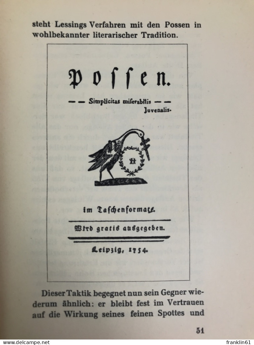 Lessing Und Die Possen 1754. - Gedichten En Essays