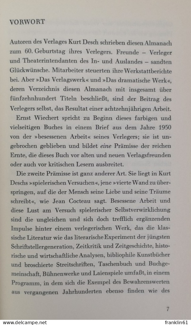 Ein Almanach Der Autoren Verlages Kurt Desch 1963. - Glossaries