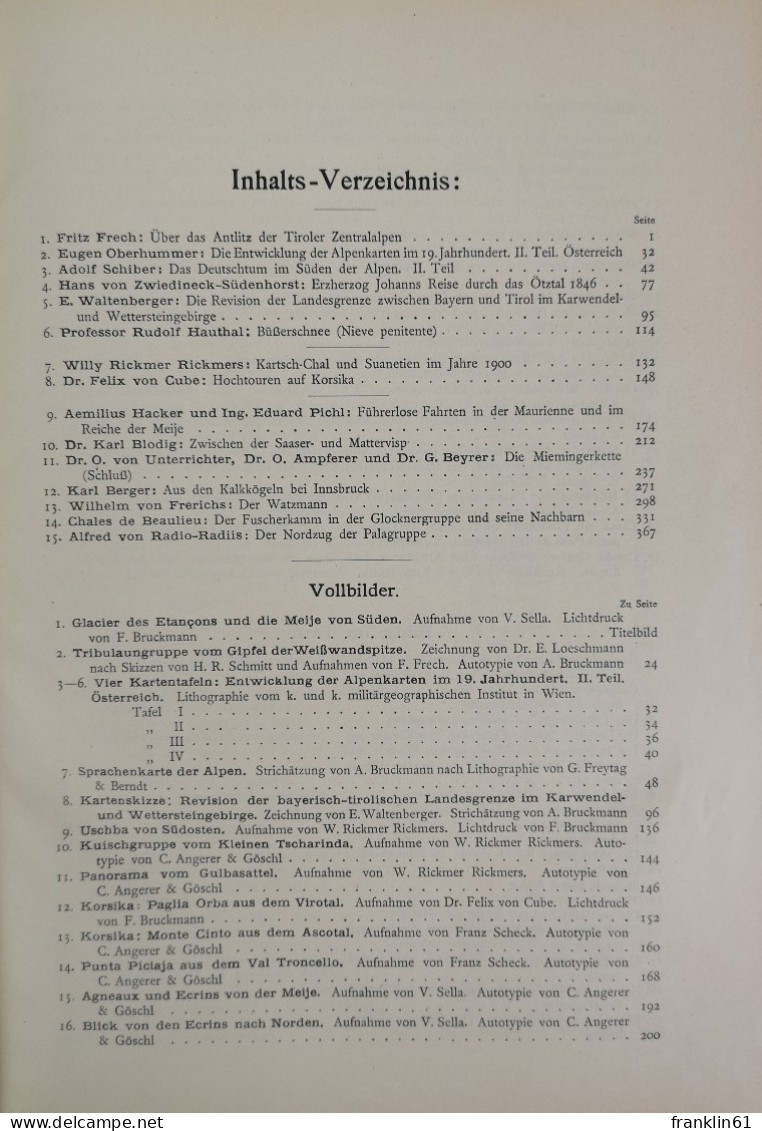 Zeitschrift Des Deutschen Und Österreichischen Alpenvereins. Band XXXIV.. Jahrgang 1903. - Autres & Non Classés