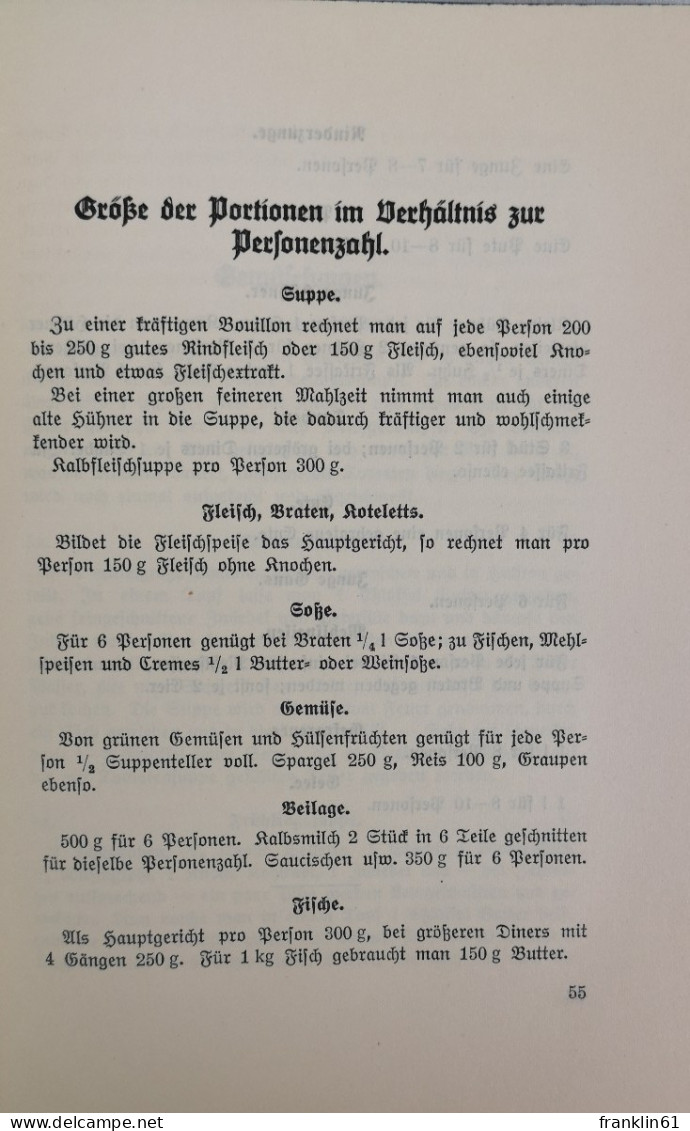 Kochbuch Für Alle. Mit Abbildungen, Diätkost Und Anhang: Die Praktische Frau Im Hause. - Manger & Boire