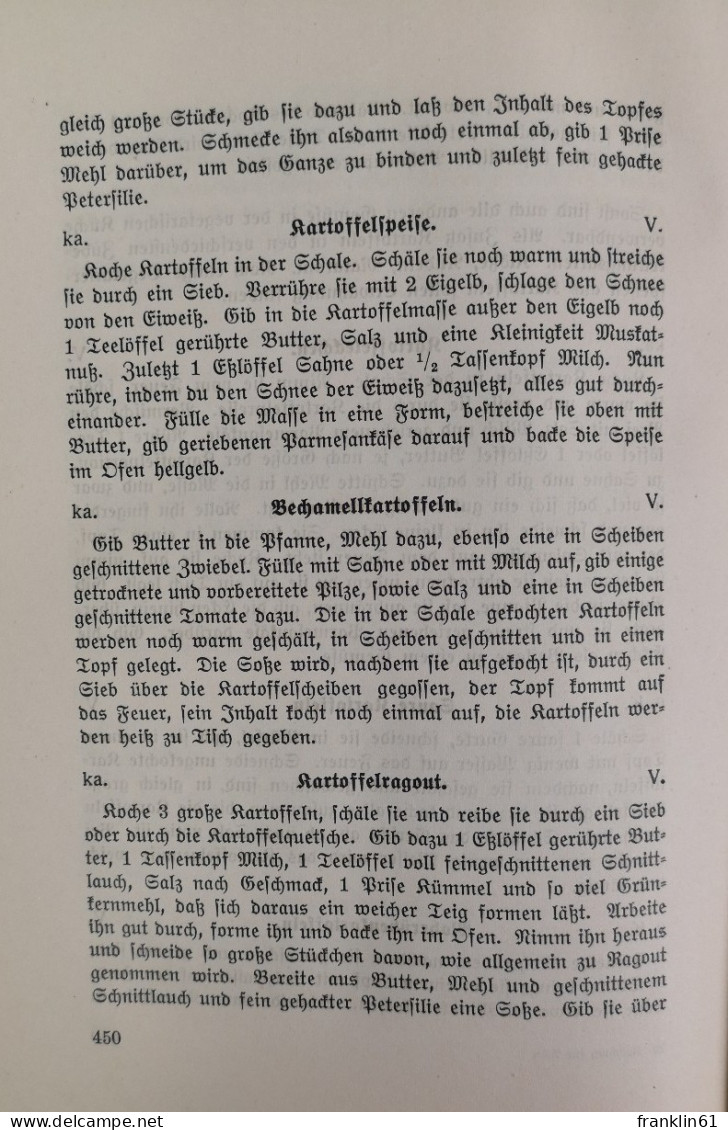 Kochbuch für Alle. Mit Abbildungen, Diätkost und Anhang: Die praktische Frau im Hause.