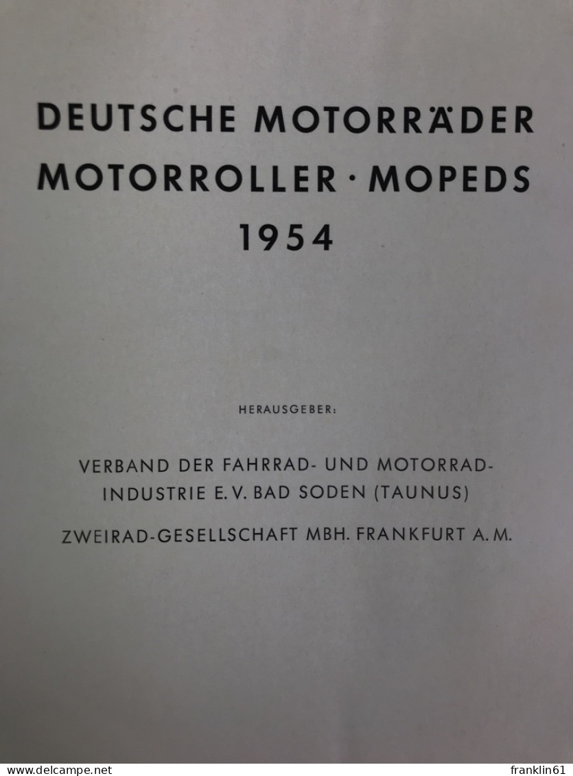 Deutsche Motorräder, Motorroller,  Mopeds 1954. - Transporte