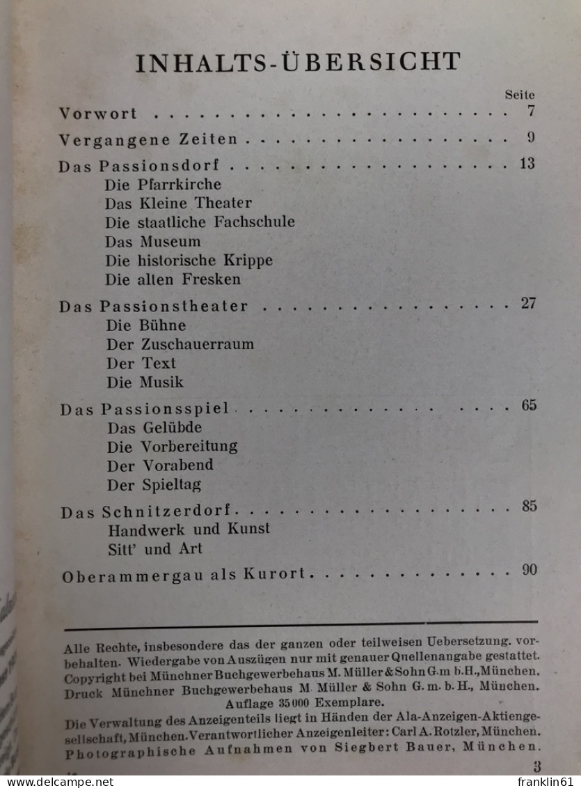 Jubiläums-Passionsspiele : Oberammergau 1634-1934 ; Offiz. Führer D. Gemeinde. - Teatro & Danza