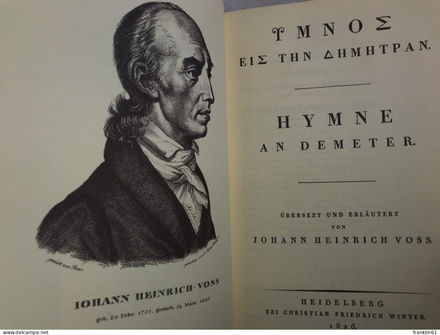 Hymne An Demeter = Hymnos Eis Ten Demetran. - Poésie & Essais