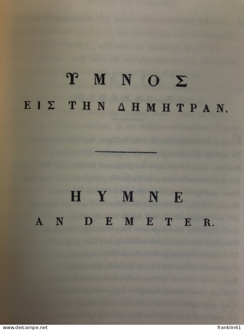 Hymne An Demeter = Hymnos Eis Ten Demetran. - Lyrik & Essays