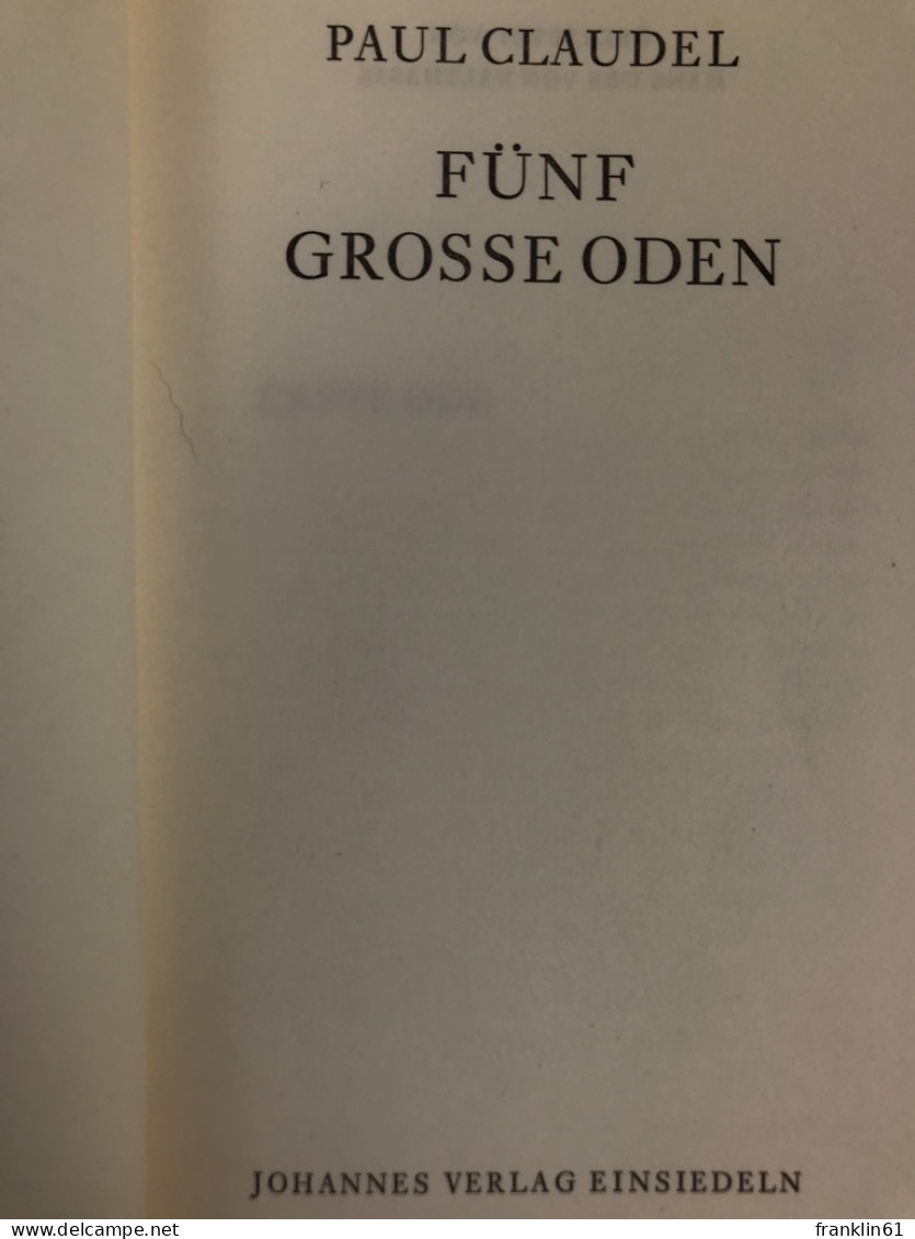 Fünf Grosse Oden. - Poésie & Essais