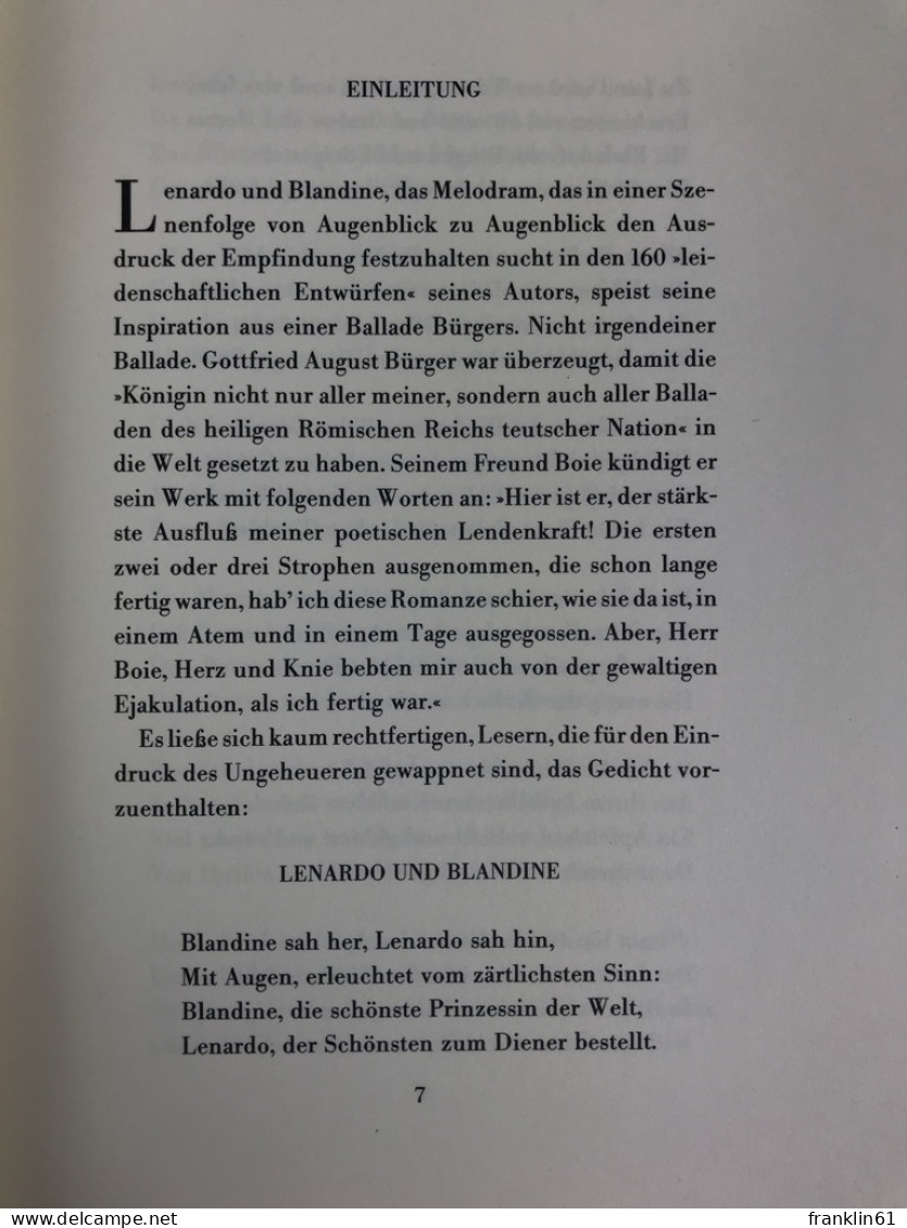 Lenardo Und Blandine. - Lyrik & Essays