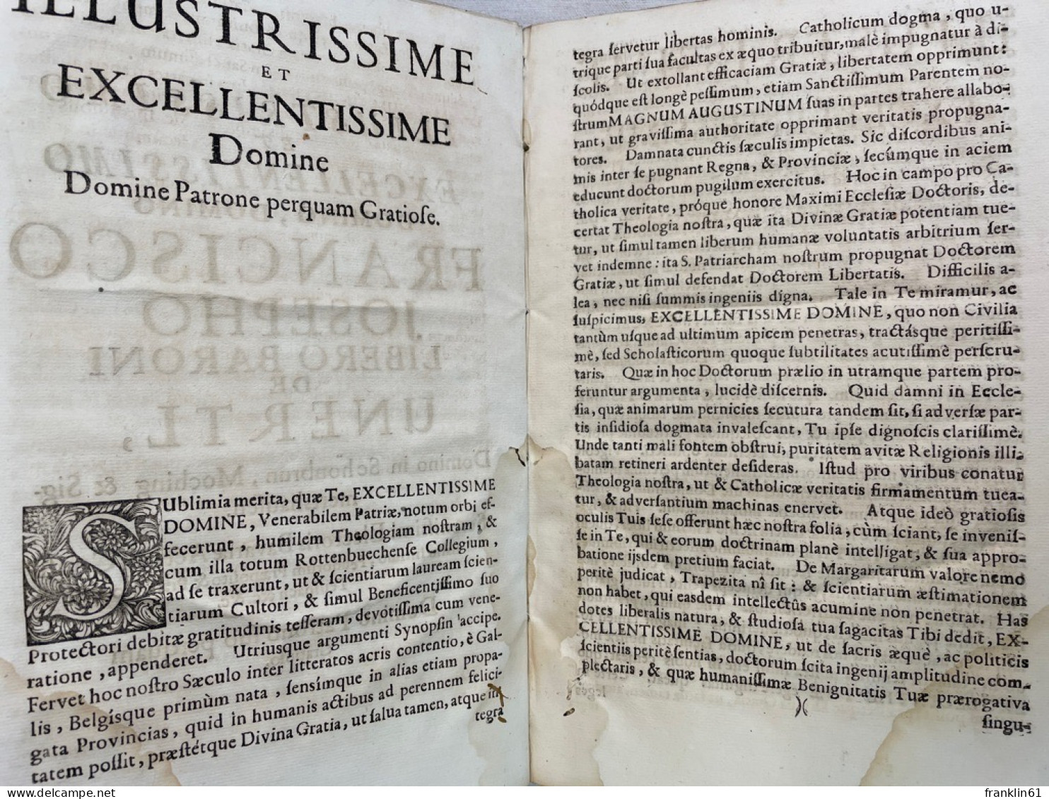 Sanctus Augustinus Doctor Gratiae Et Libertatis Theologice Propugnatus In Alma, Catholica, & Electorali Univer - Sonstige & Ohne Zuordnung