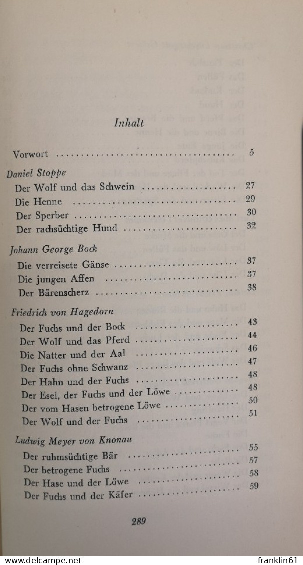 Der Wolf und das Pferd. Deutsche Tierfabeln des 18. Jahrhunderst.