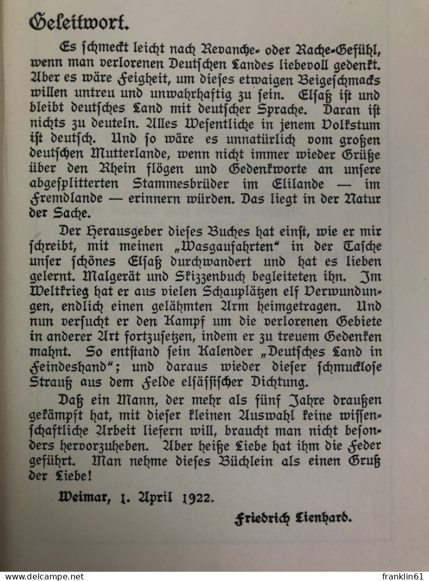 Elsässisch Haus : Ein Strauß Gedichte. - Poesía & Ensayos