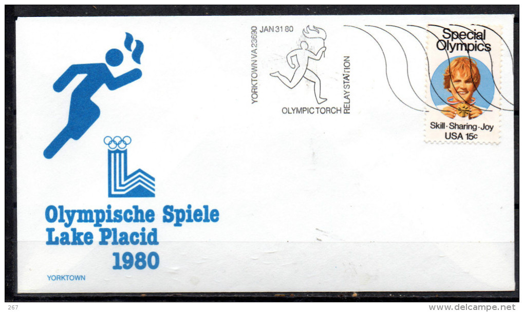 USA   FDC     JO 1980        Flamme  Logo Course - Hiver 1980: Lake Placid