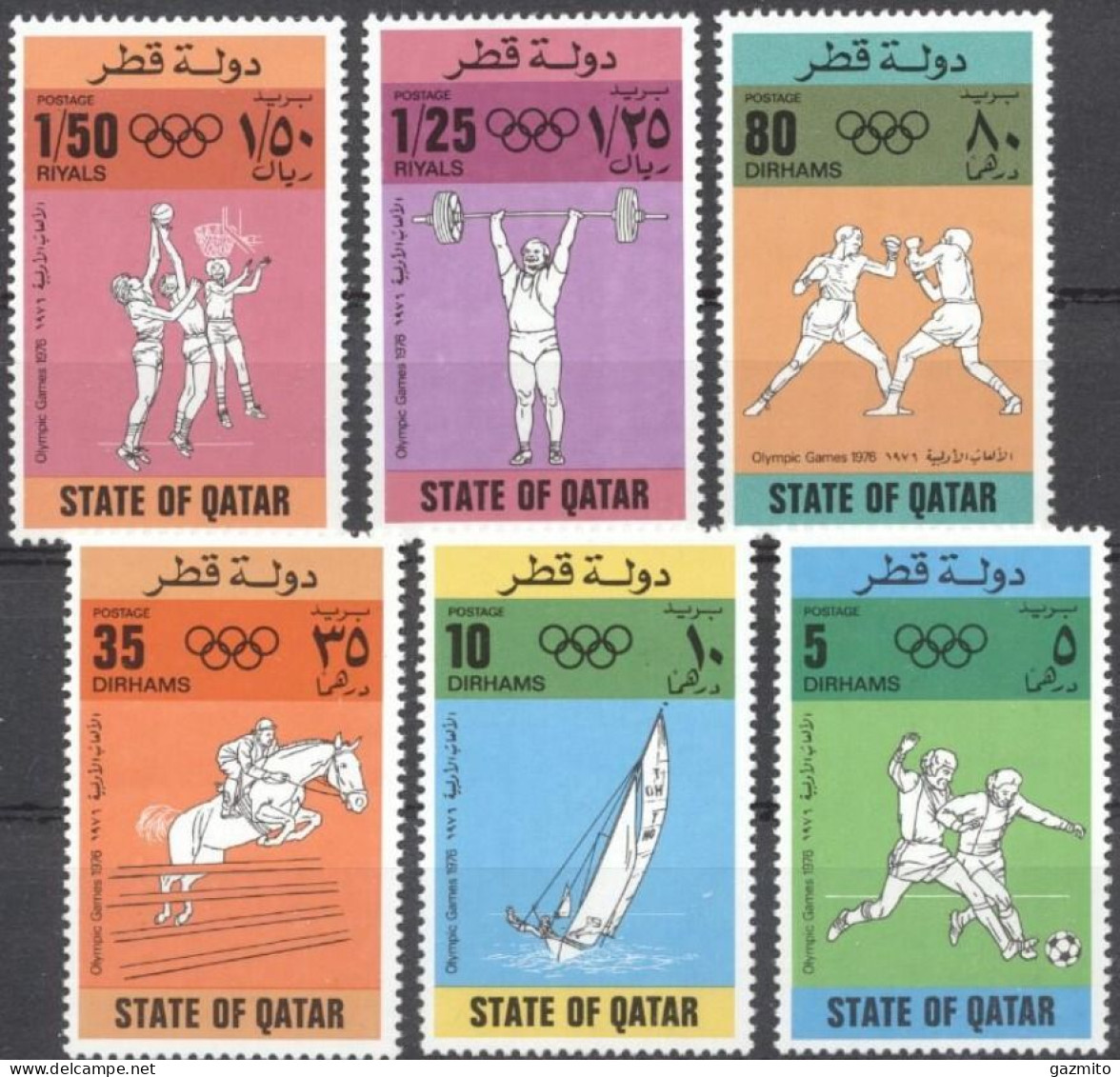 Quatar 1976, Olympic Games In Munich, Basketball, Weightlift, Boxing, Horse Race, Shipping, Football, 6val - Gewichtheben