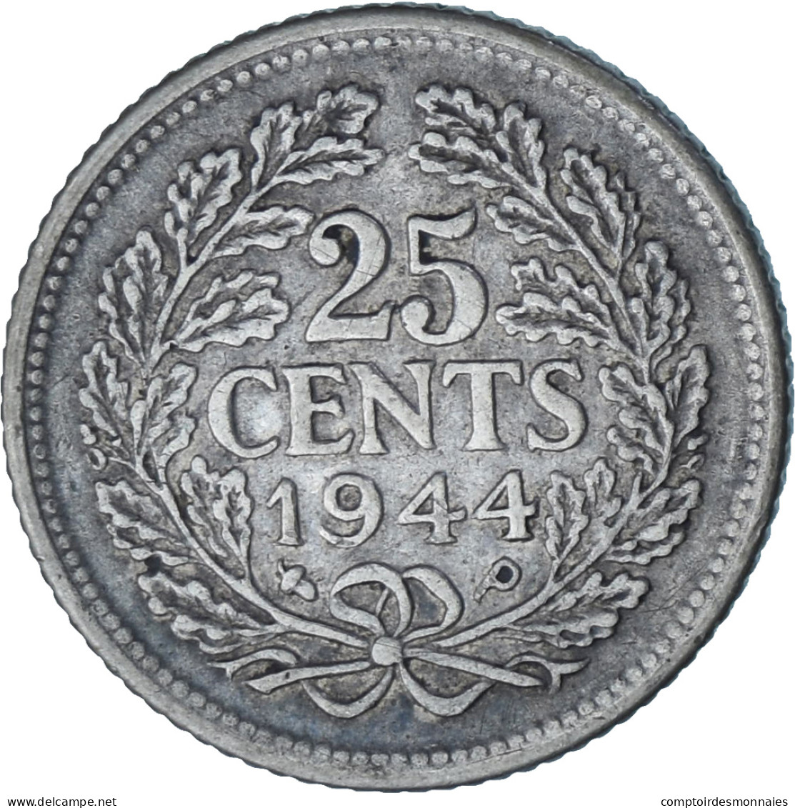 Monnaie, Pays-Bas, Wilhelmina I, 25 Cents, 1944, TTB+, Argent, KM:164 - 25 Centavos