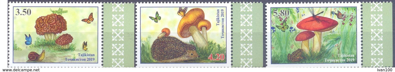 2019. Tajikistan, Mushrooms Of Tajikistan, 3v Perforated, Mint/** - Tadzjikistan