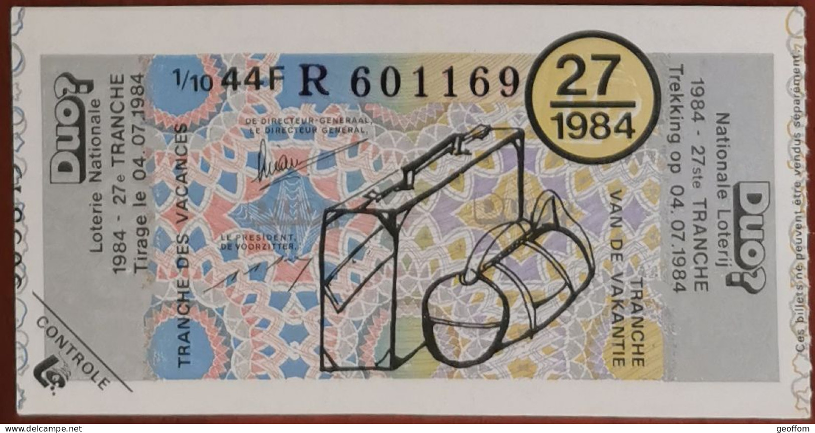 Billet De Loterie Nationale Belgique 1984 27e Tranche Des Vacances - 4-7-1984 - Billetes De Lotería