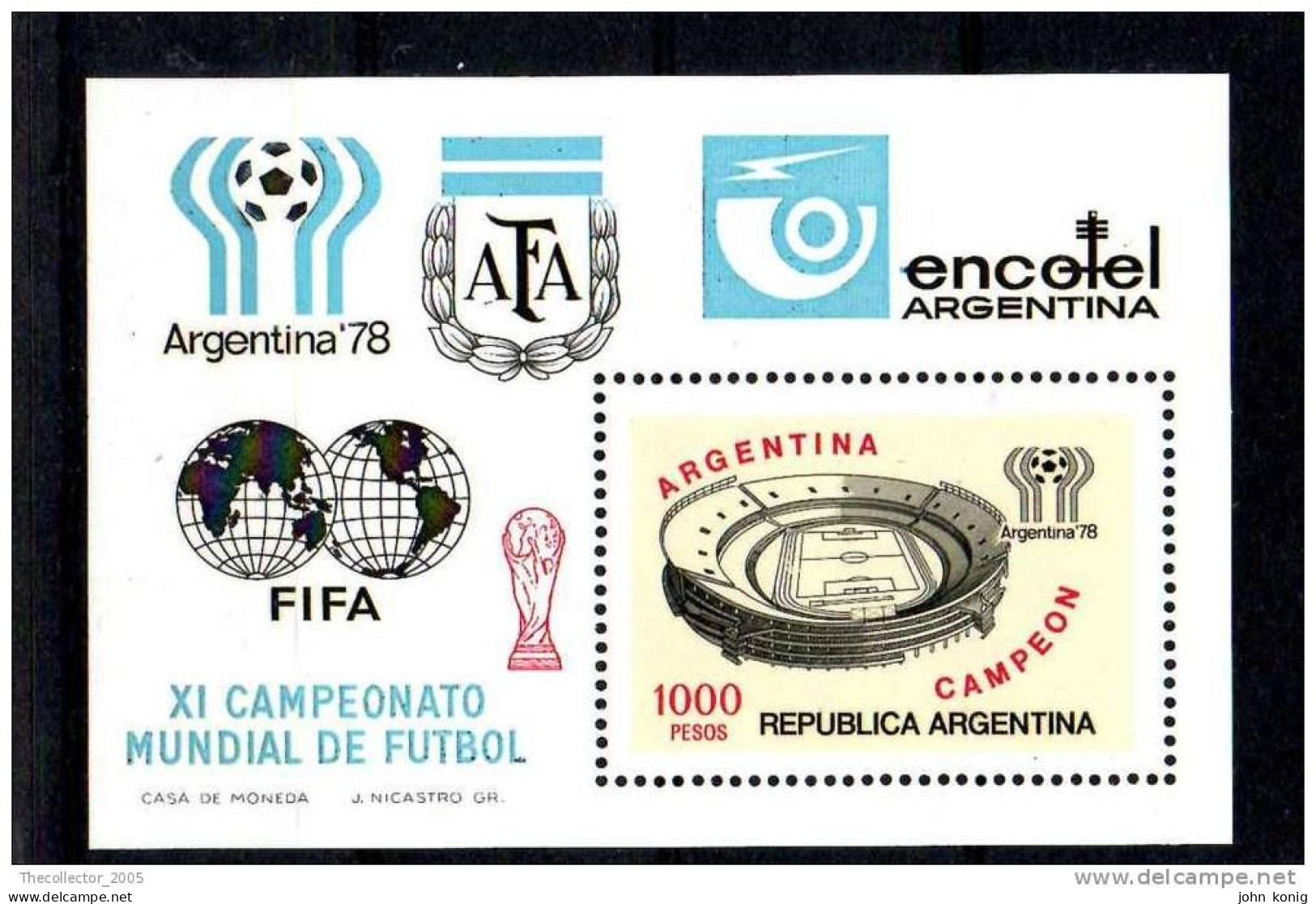 Argentina - Foglietto Nuovo - New-mint Stamps Sheet (Calcio - Soccer - Campionato Del Mondo 1978 - World Cup) - Blocs-feuillets