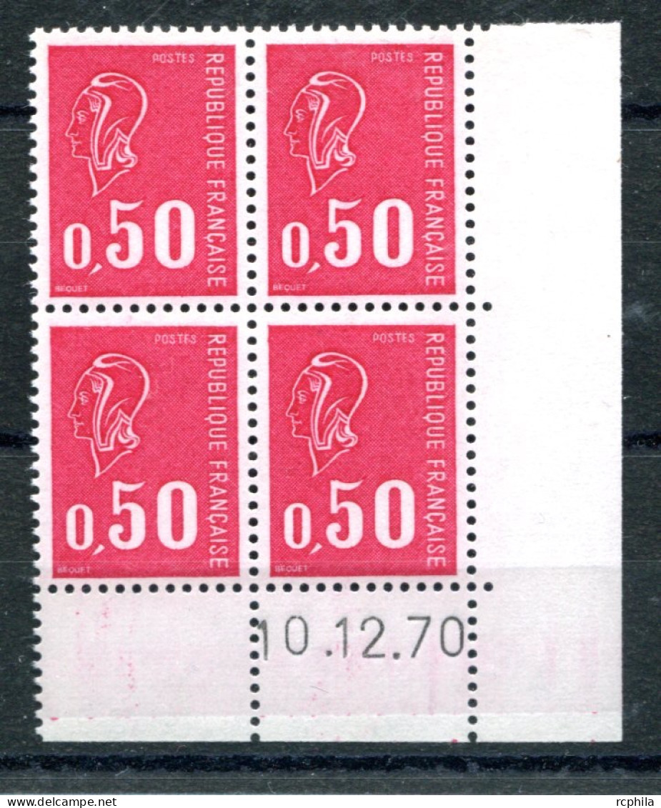 RC 26677 FRANCE N° 1664 - 50c BEQUET COIN DATÉ DU 10.12.70 VARIÉTÉ TEINTE DE FOND ROSE NEUF ** MNH TB - 1970-1979