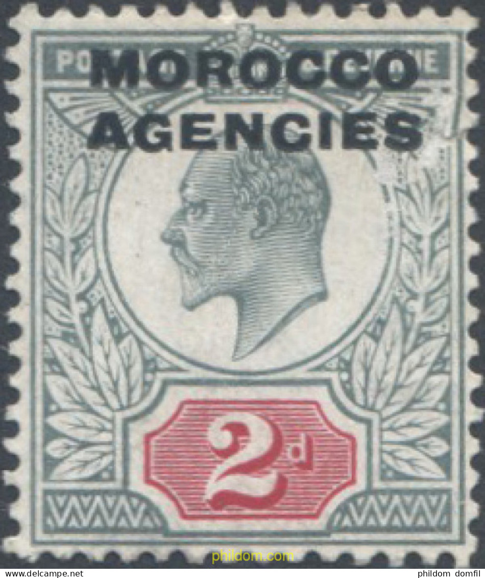 654797 HINGED MARRUECOS Agencia Britanica 1907 SELLOS DE GRAN BRETAÑA DE 1902-04, SOBRECARGADOS - Morocco Agencies / Tangier (...-1958)