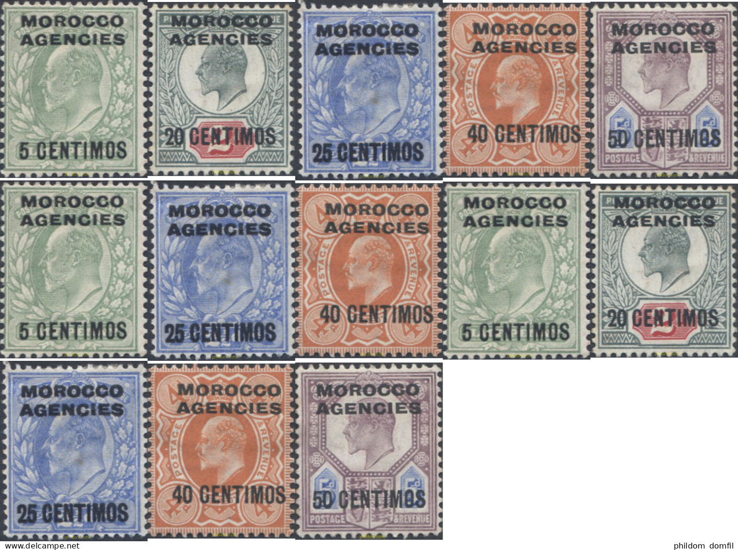 654681 HINGED MARRUECOS Oficina Inglesa 1907 SELLOS DE GRAN BRETAÑA DEL 1902 ( EDUARDO VII ) SOBRECARGADOS - Morocco Agencies / Tangier (...-1958)