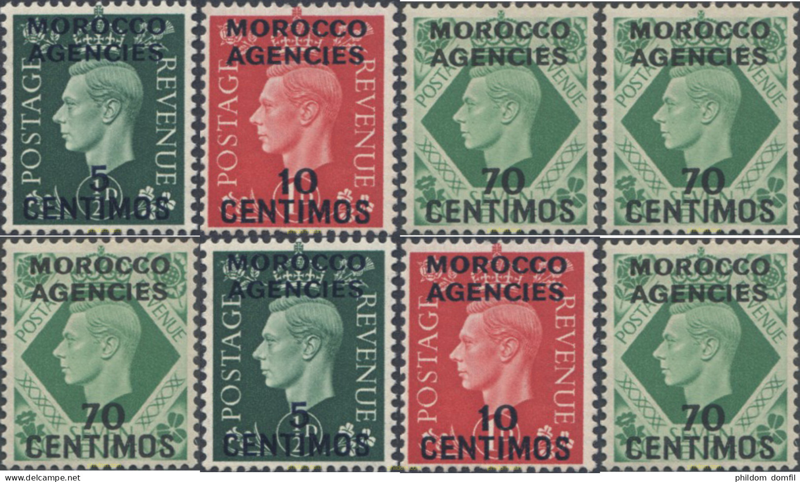 654703 HINGED MARRUECOS Oficina Inglesa 1937 SELLOS DE GRAN BRETAÑA DEL 1937, SOBRECARGADOS - Morocco Agencies / Tangier (...-1958)