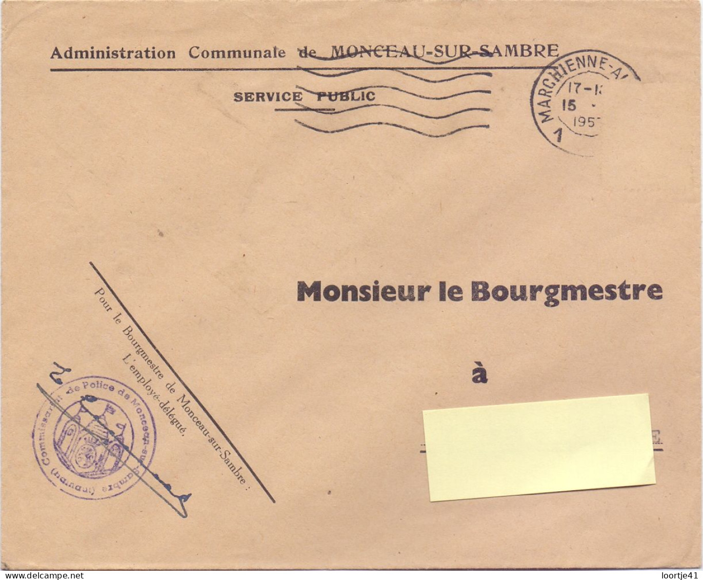 Omslag Enveloppe - Gemeentebestuur Monceau Sur Sambre - Covers