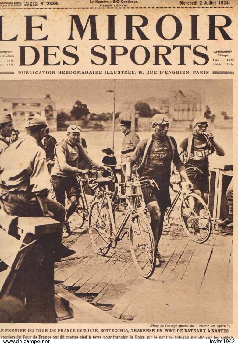 JEUX OLYMPIQUES 1924  - REVUE - MIROIR DES SPORTS - 02-07-1924 - CYCLISME - TOUR DE FRANCE - - Sonstige & Ohne Zuordnung