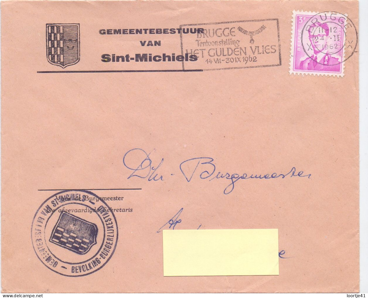 Omslag Enveloppe - Gemeentebestuur Sint Michiels - Stempel Brugge 1962 - Covers