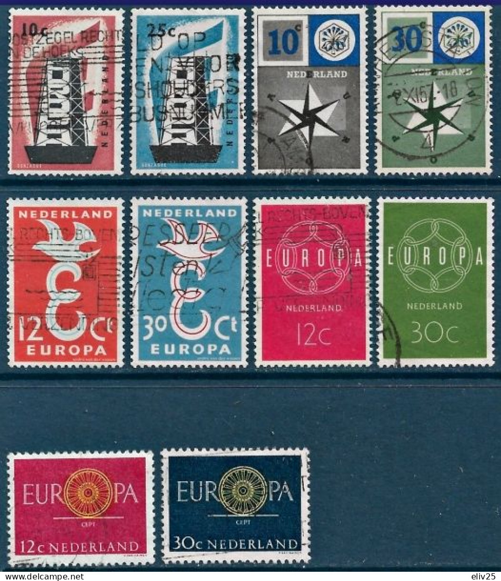 Netherlands 1956, 1957, 1958, 1959 & 1960, Europa CEPT - Lot Of 5 Sets (10 Stamps) Used - Collections