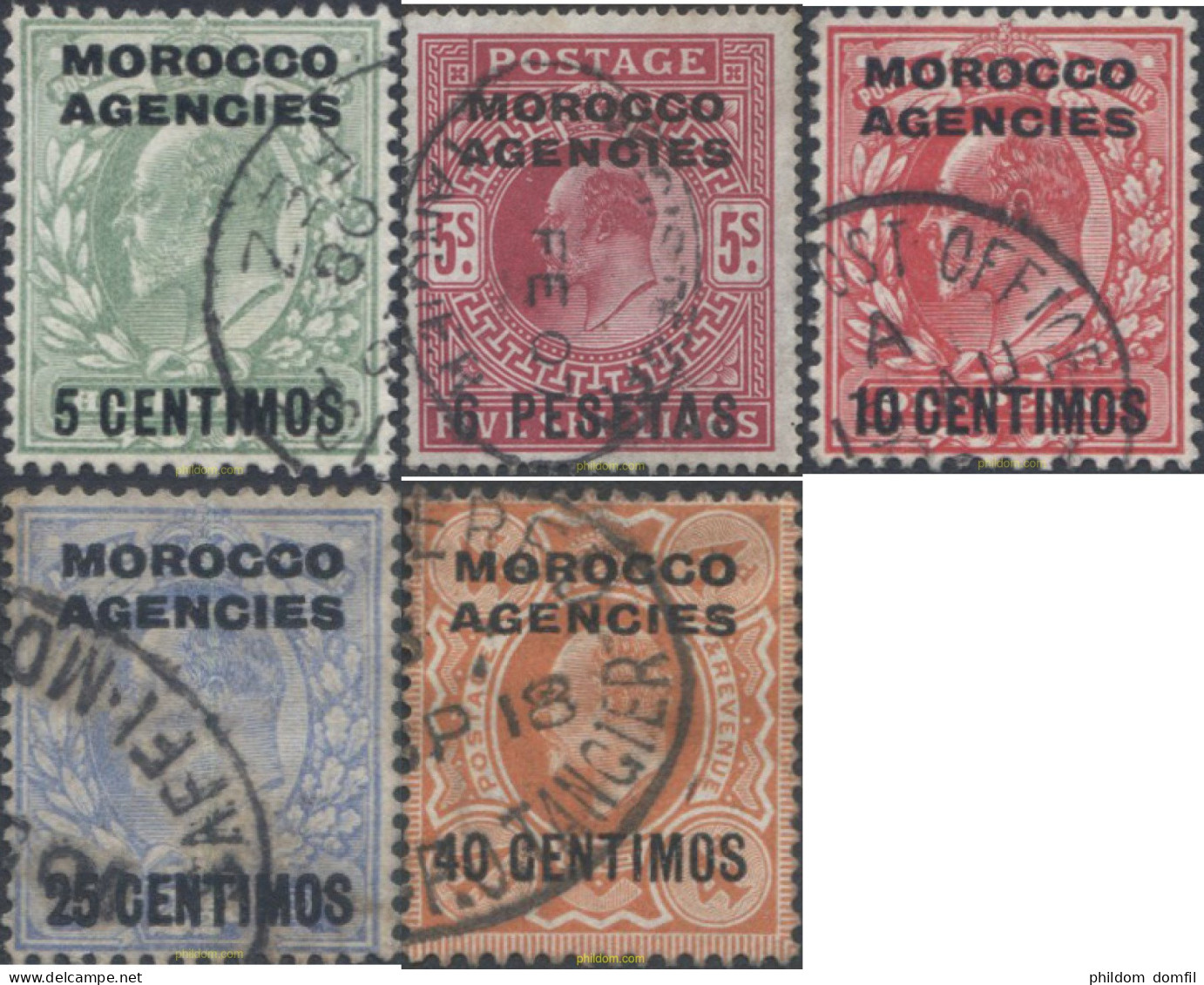 654680 USED MARRUECOS Oficina Inglesa 1907 SELLOS DE GRAN BRETAÑA DEL 1902 ( EDUARDO VII ) SOBRECARGADOS - Morocco Agencies / Tangier (...-1958)