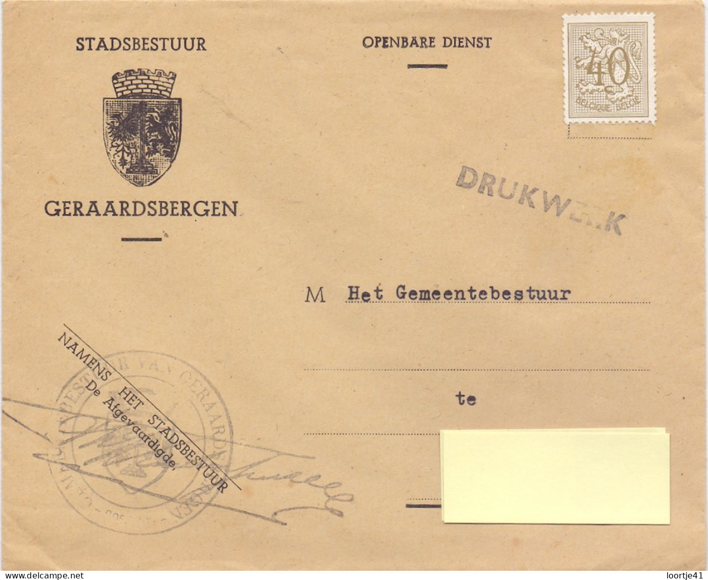 Omslag Enveloppe - Stadsbestuur Geraardsbergen - Covers