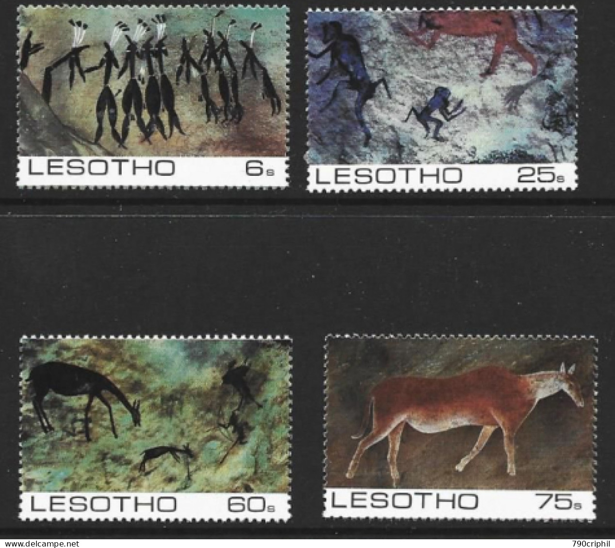 LESOTHO 1983 FDC PEINTURES RUPESTRES 4 Timbres Neufs Sans Charnière - Vor- Und Frühgeschichte