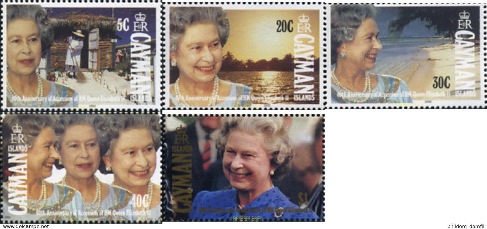 179228 MNH CAIMAN Islas 1992 40 ANIVERSARIO DE LA ASCENSION AL TRONO DE LA REINA ISABEL II - Cayman Islands