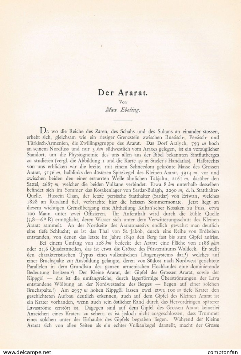 610-2 Max Ebeling Ararat Anatolien Armenien Türkei Artikel Von 1899 !! - Altri & Non Classificati