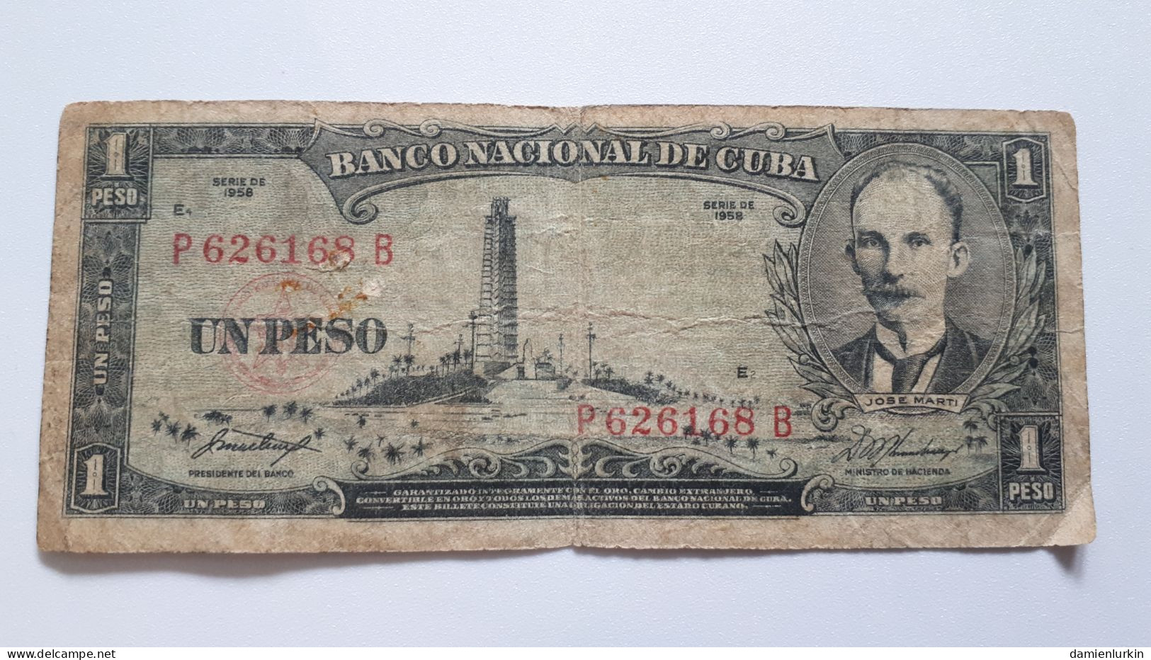 CUBA 1 PESO 1958 P-87c - Cuba