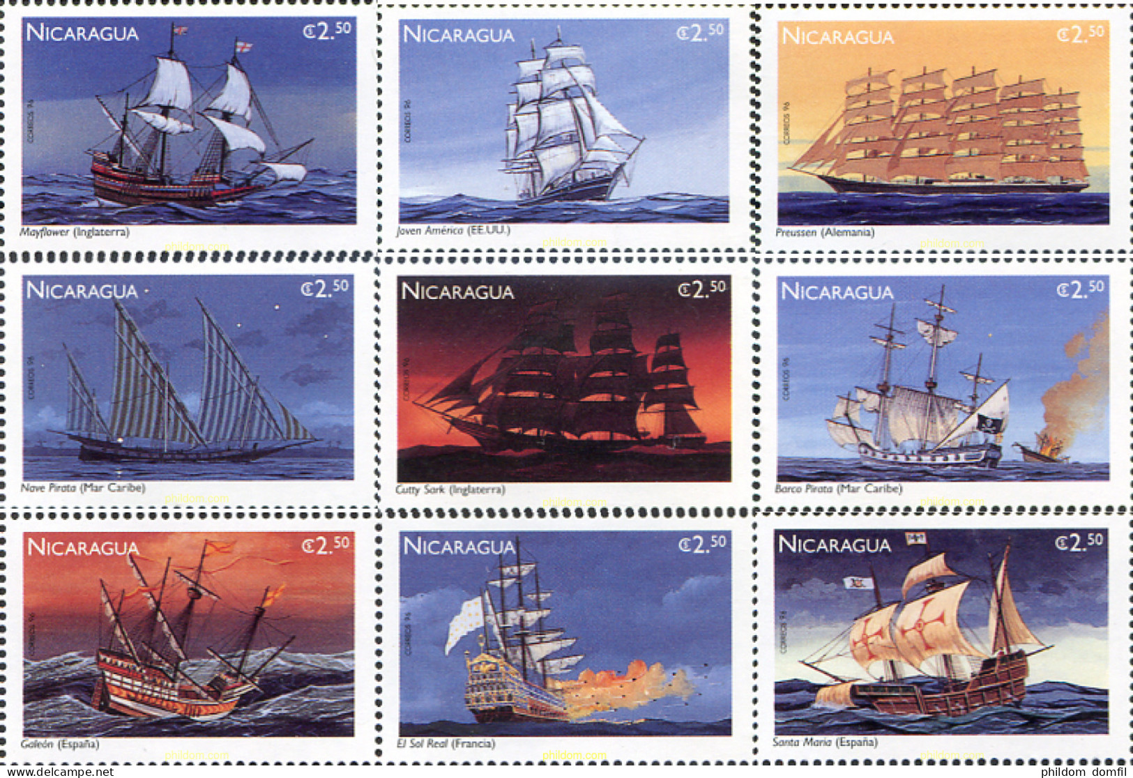 347778 MNH NICARAGUA 1996 BARCOS CLASICOS - Nicaragua