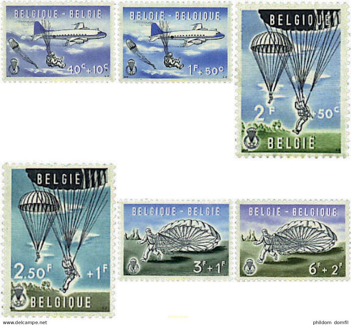 85619 MNH BELGICA 1960 PRO OBRAS CULTURALES Y PATRIOTICAS. PARACAIDISMO - Andere & Zonder Classificatie