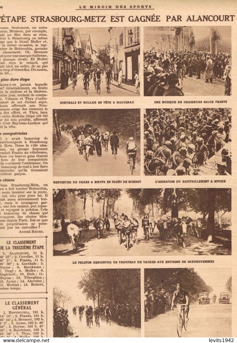 JEUX OLYMPIQUES 1924  - NATATION  - REVUE - MIROIR DES SPORTS - 19-07-1924 - CYCLISME - TOUR DE FRANCE - - Autres & Non Classés