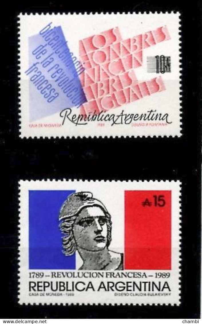 Argentine 2 Timbres Neufs 1989 Révolution Française - Neufs