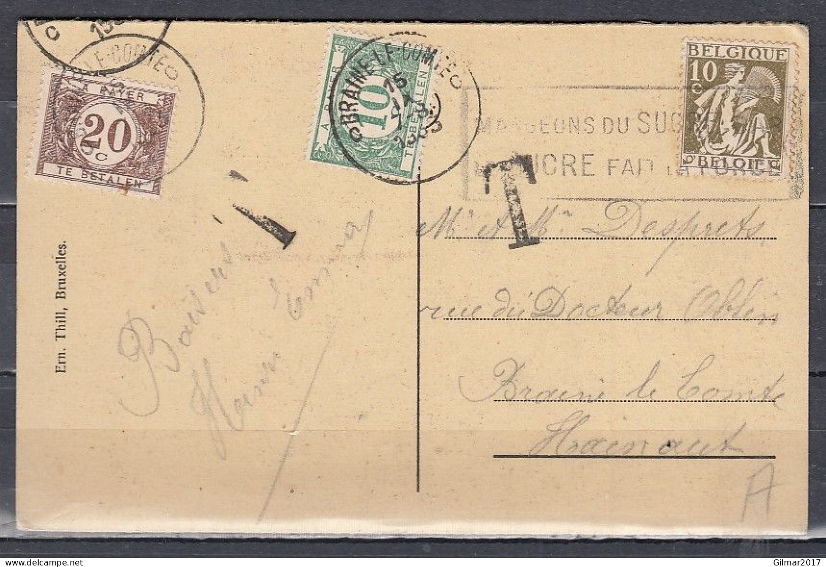 Postkaart Van Beauraing Naar Braine Le Comte Met Vlagstempel - Covers & Documents