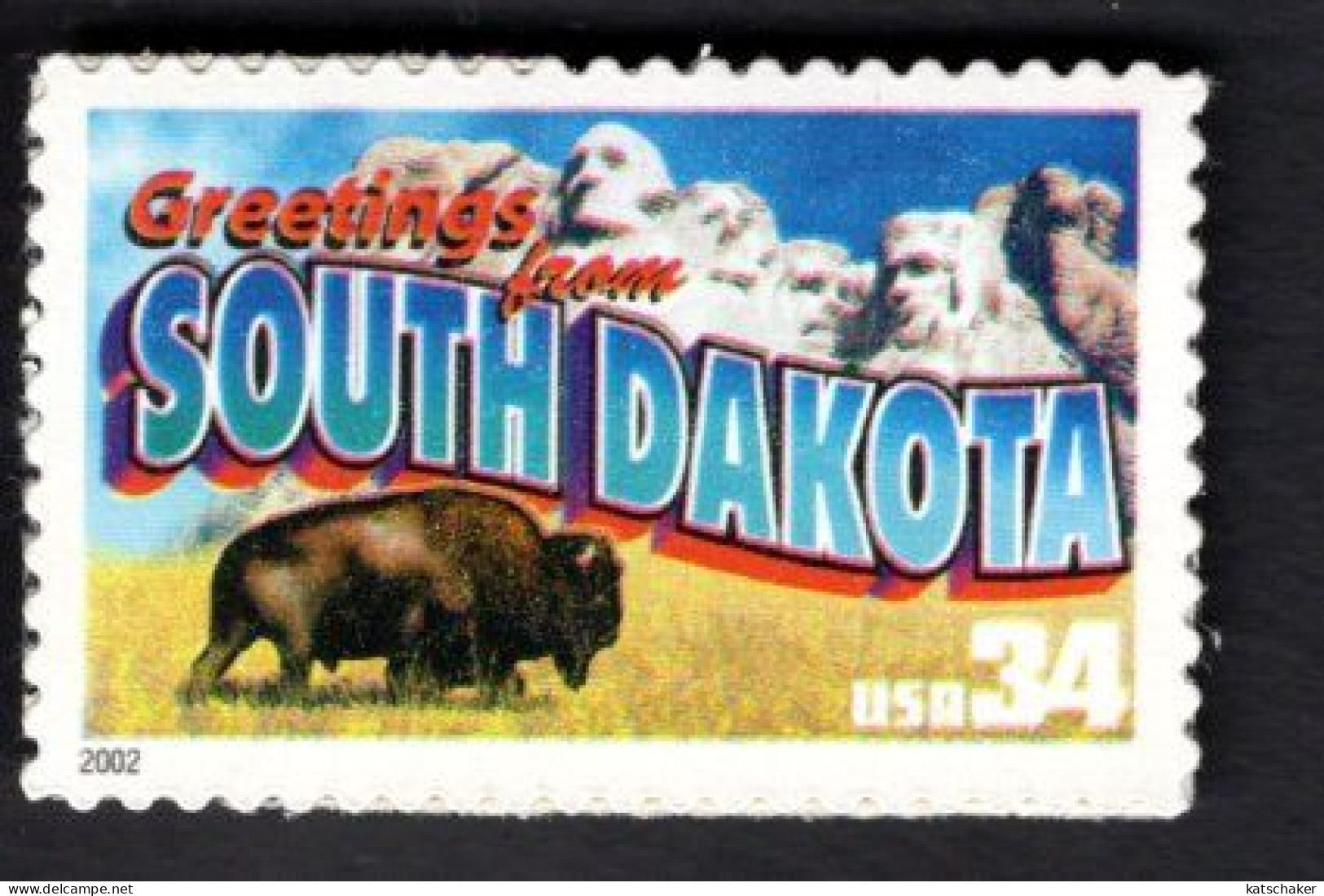 1938441702 2002 SCOTT 3601 (XX) POSTFRIS MINT NEVER HINGED  -  GREETINGS FROM AMERICA - SOUTH DAKOTA - Neufs