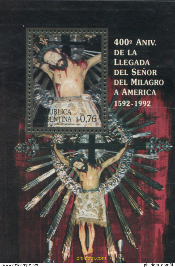 283832 MNH ARGENTINA 1992 400 ANIVERSARIO DE LA LLEGADA DEL SEÑOR DEL MILAGRO A AMERICA - Ungebraucht