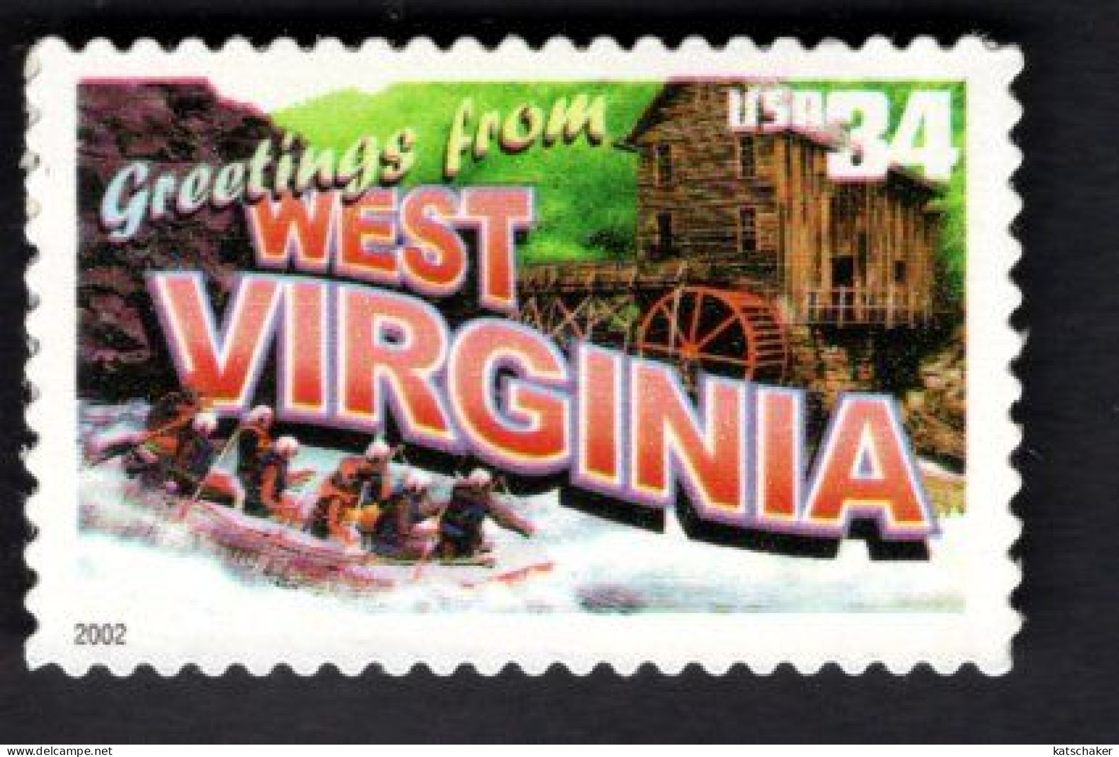 1938447315 2002 SCOTT 3608 (XX) POSTFRIS MINT NEVER HINGED  -  GREETINGS FROM AMERICA - WEST VIRGINIA - Neufs