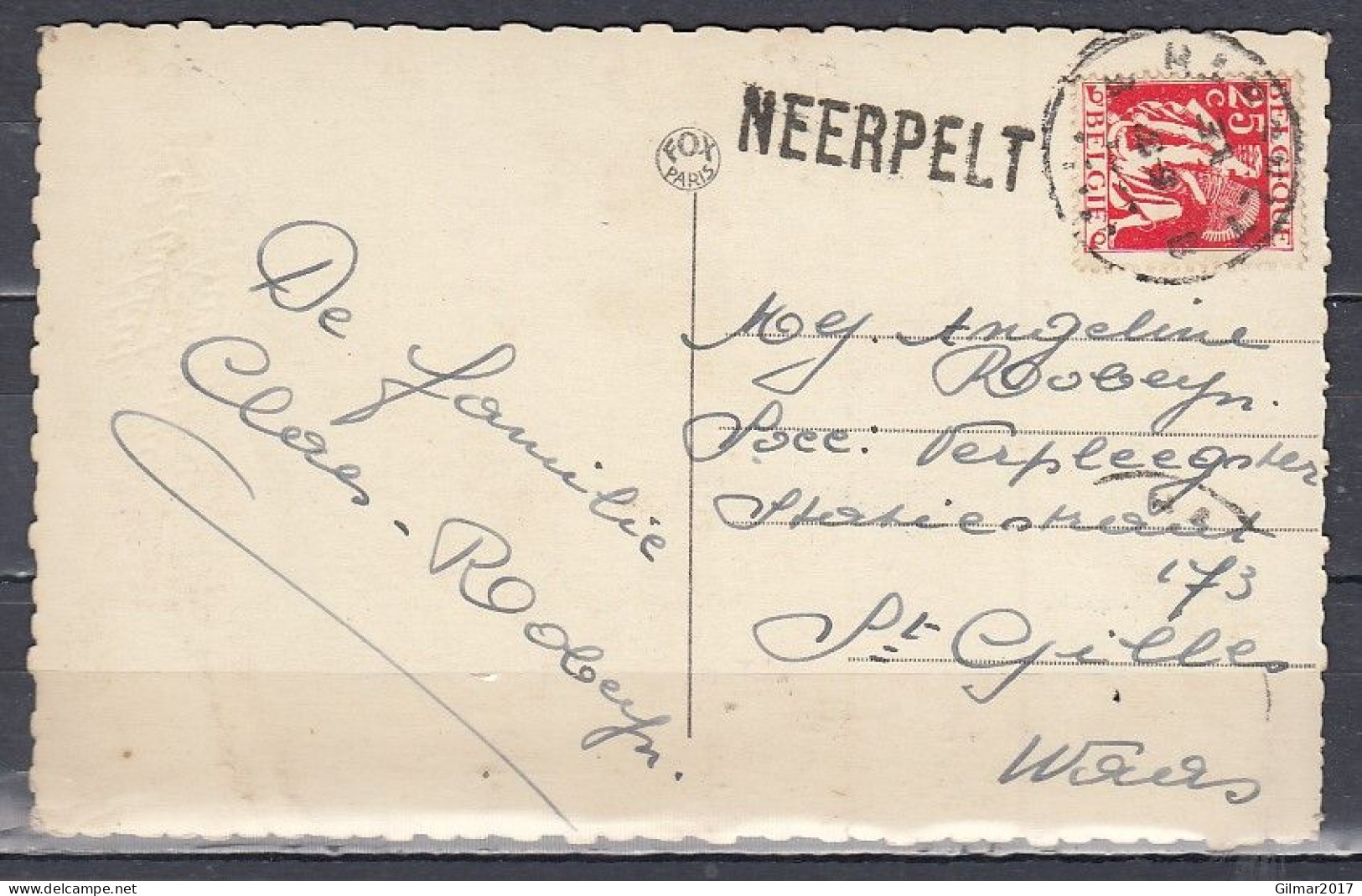 Postkaart Van Hasselt B Naar St Gilles Waas Met Langsstempel Neerpelt - 1932 Ceres Y Mercurio