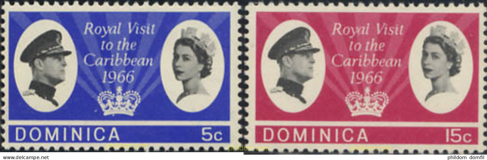 213315 MNH DOMINICA 1966 VISITA REAL AL CARIBE - Dominique (...-1978)