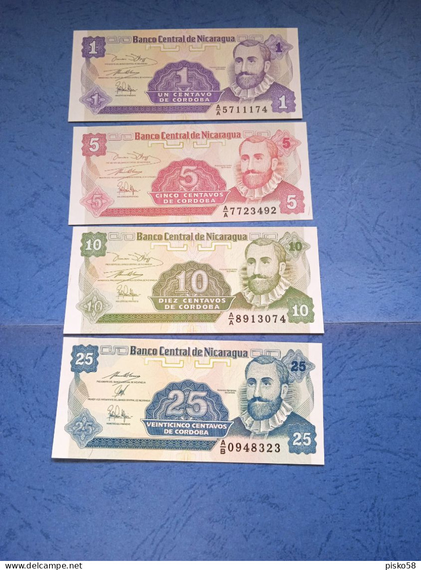 NICARAGUA-Lotto Di 4 Banconote UNC - Nicaragua