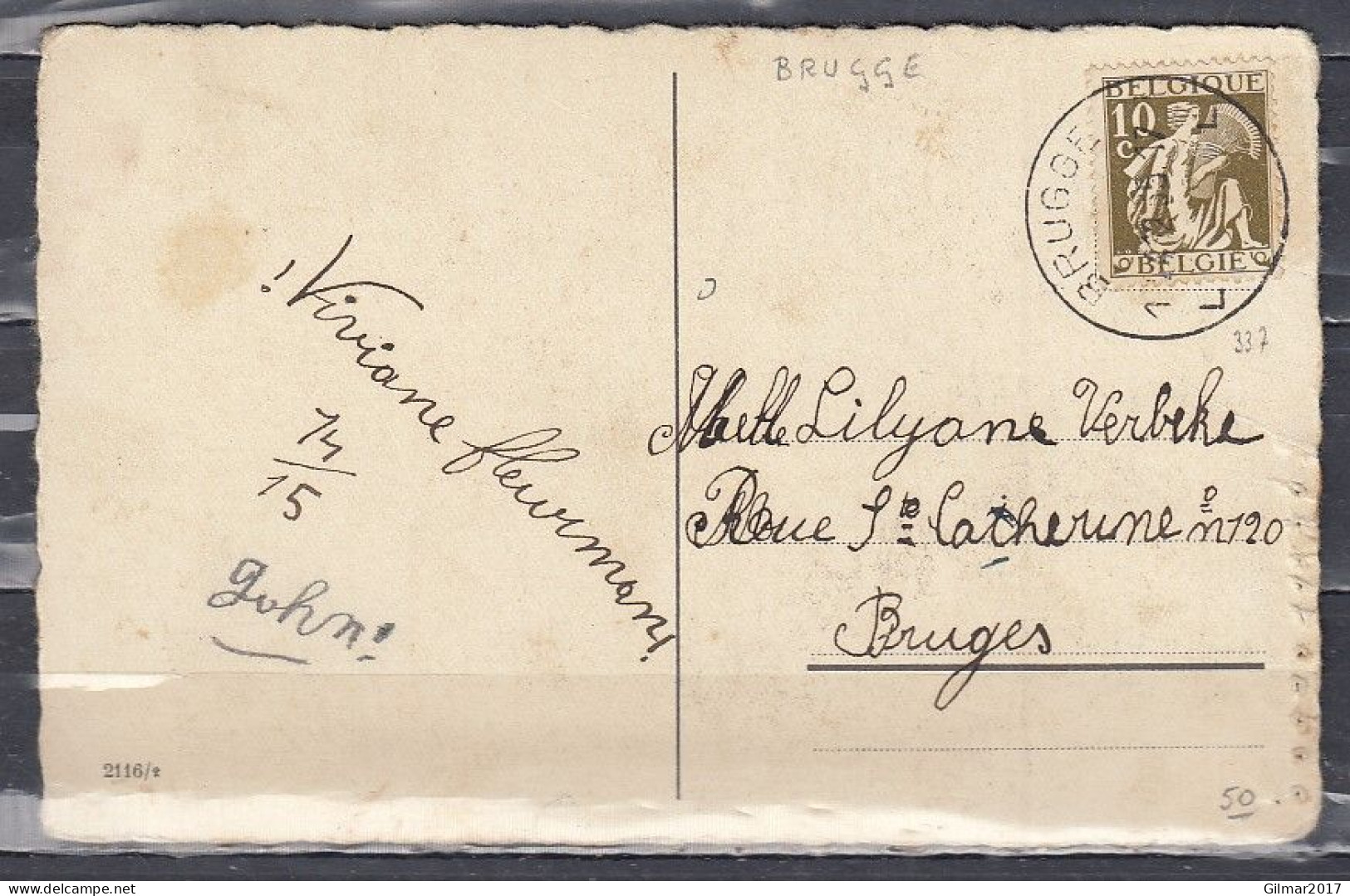 Postkaart Van Brugge 1L Naar Bruges - 1932 Ceres Y Mercurio