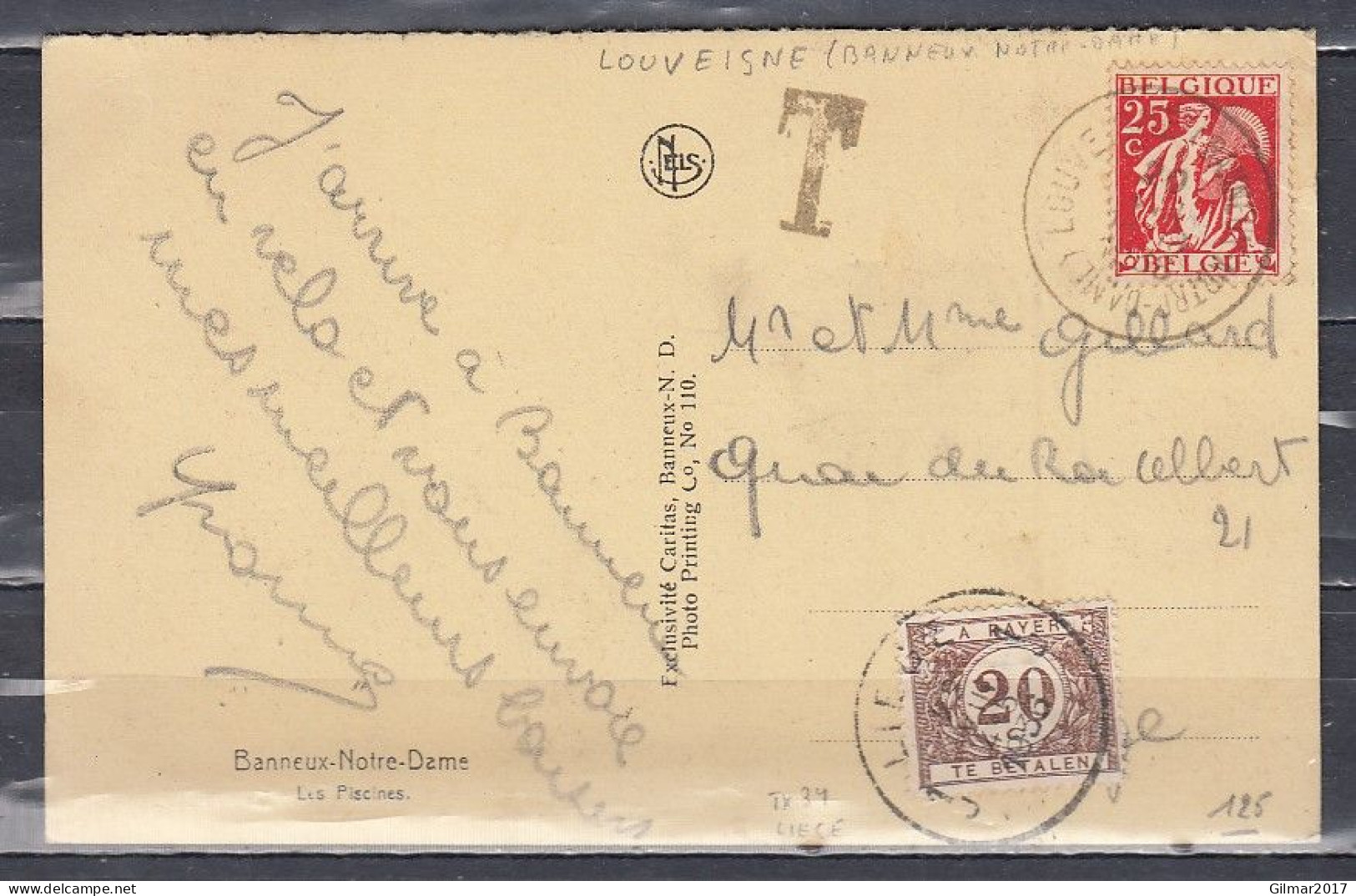 Postkaart Van Louveigne (Banneux-Notre-Dame) Naar Liege Met Taksstempel - 1932 Ceres En Mercurius